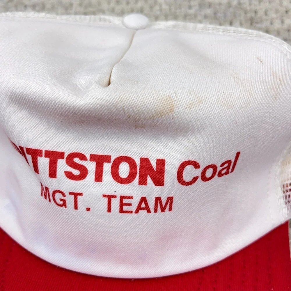 Vintage Pittston Coal Trucker Hat‎ Cap Made In USA Mine 80s 90s Red White Mesh